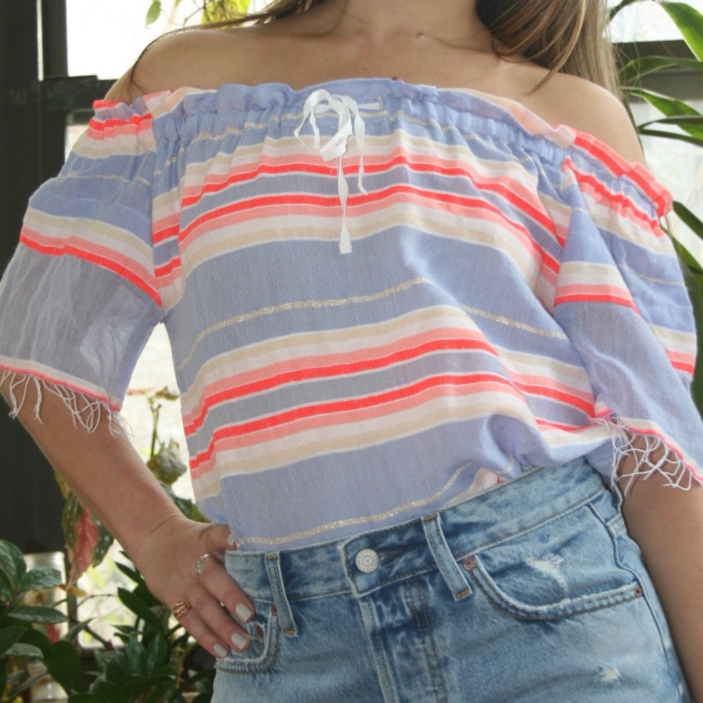 LEMLEM off the shoulder top in Linen NWT